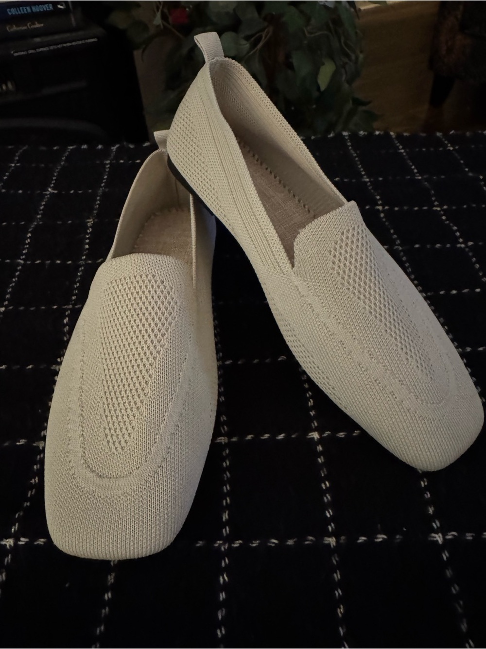 Breathable Knit Slip-On Loafers in Cream